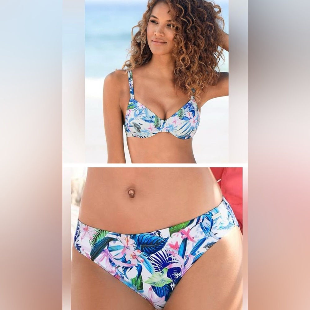 Venus bikini Morning Tropics underwire w/removable pads moderate bottom nwt C6